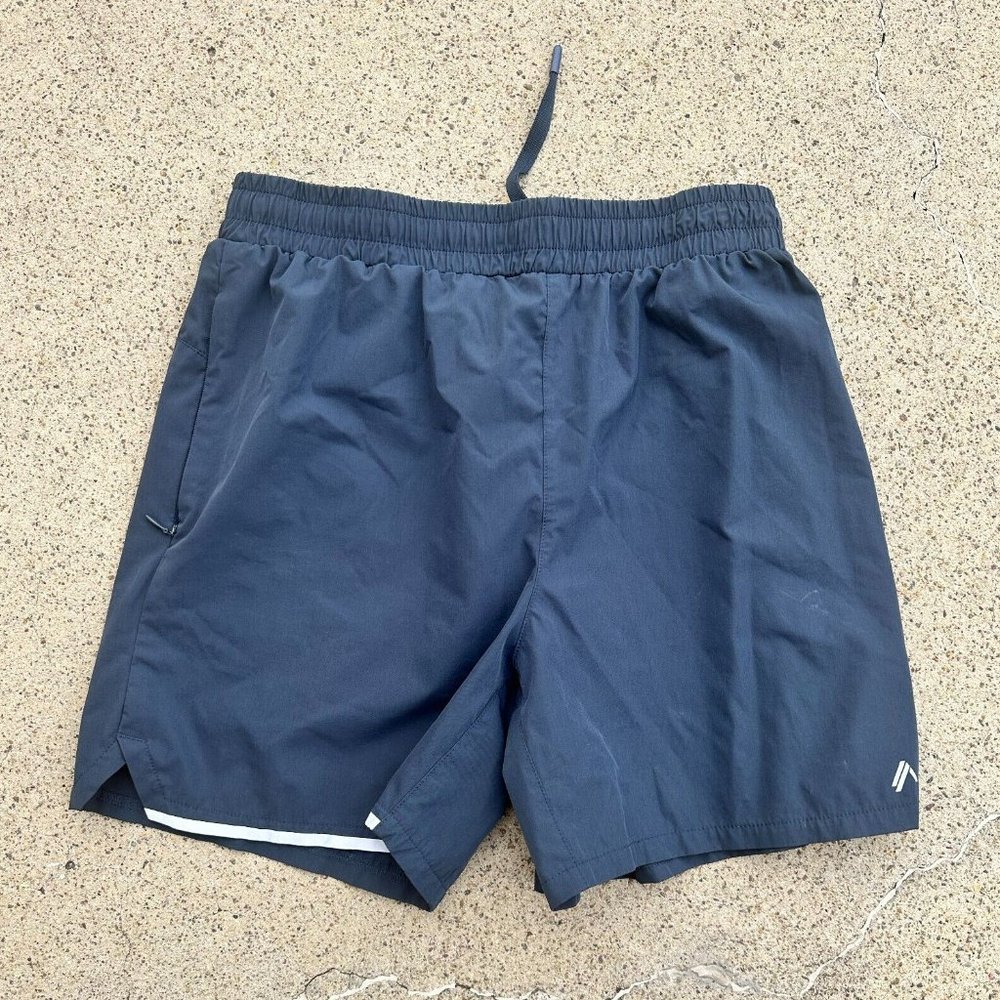 Alphalete Stride Shorts Men Woven 4-Way Stretch 5" Inseam Whale Blue Large